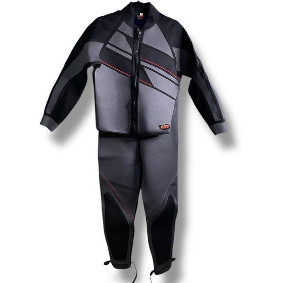 Bare Full Body Wetsuit 2 Piece Women’s Size XL Black, Gray with Red Accents - Picture 1 of 15